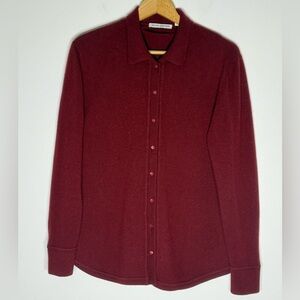 Autumn Cashmere Deep Wine Button-Up 100% Pure Cashmere Cardigan